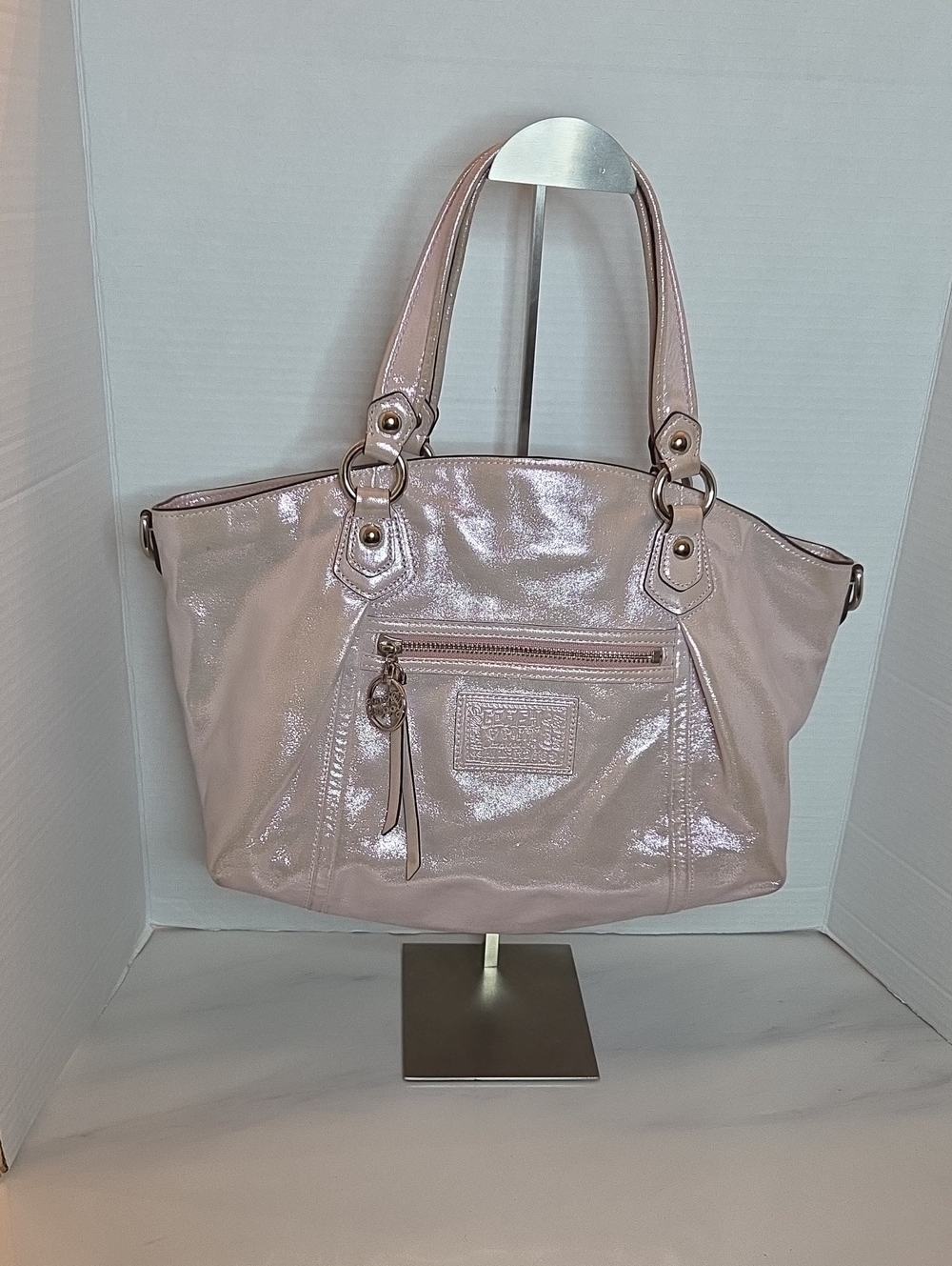 Coach Poppy Pearly Pink Shimmery Leather Bag - Style 16285